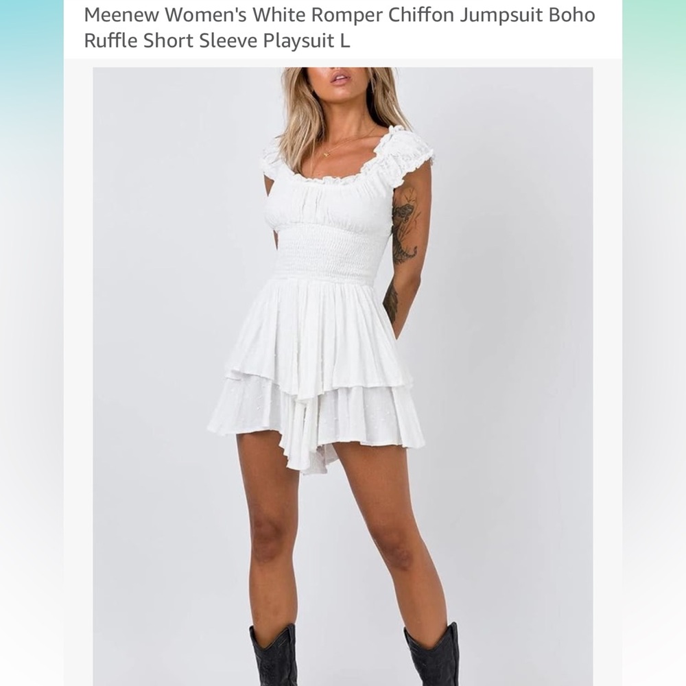 MeeNew Women’s White Romper | Size L